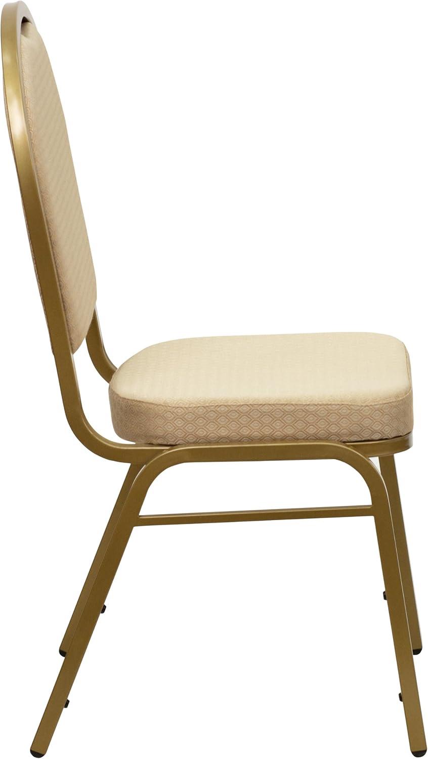 Beige Patterned Fabric Dome Back Stacking Banquet Chair
