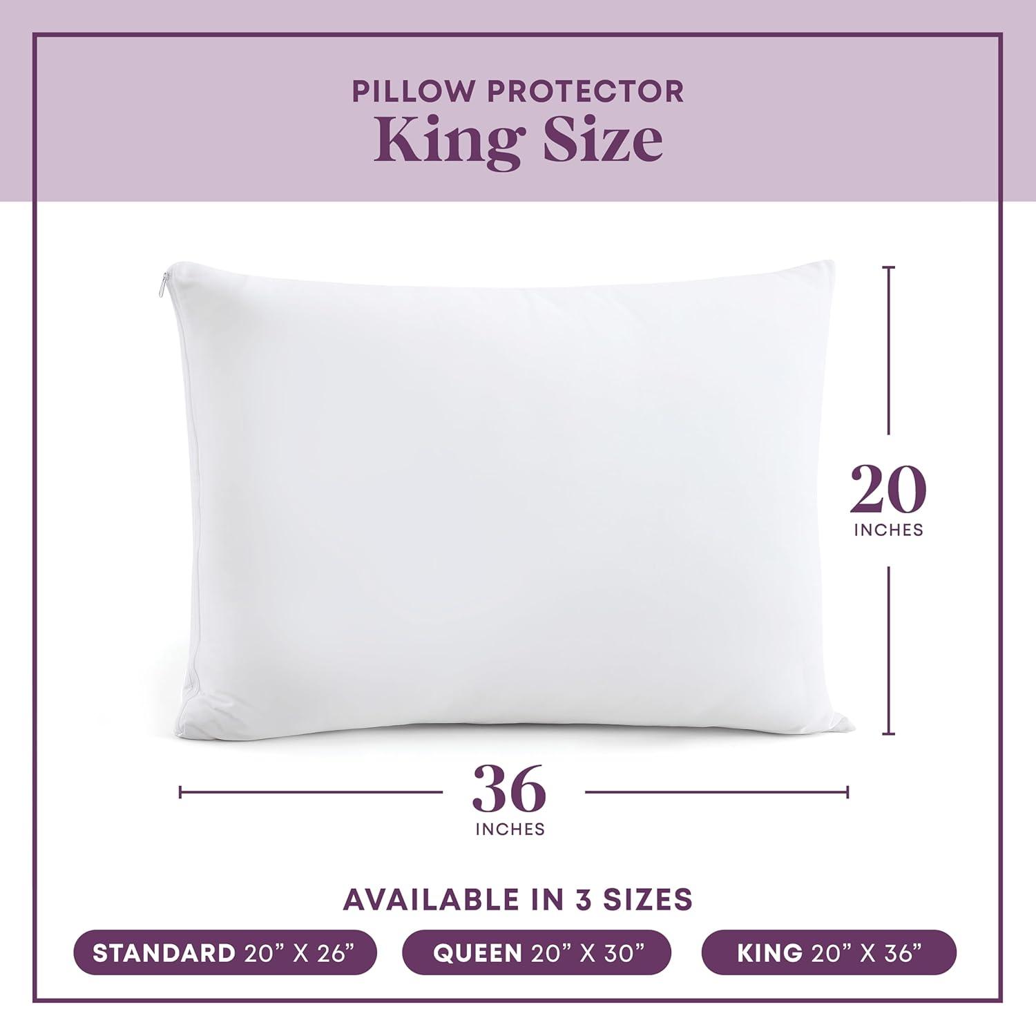 Circles Home 100% Cotton Breathable King Pillow Protector with Zipper – (4 pack)