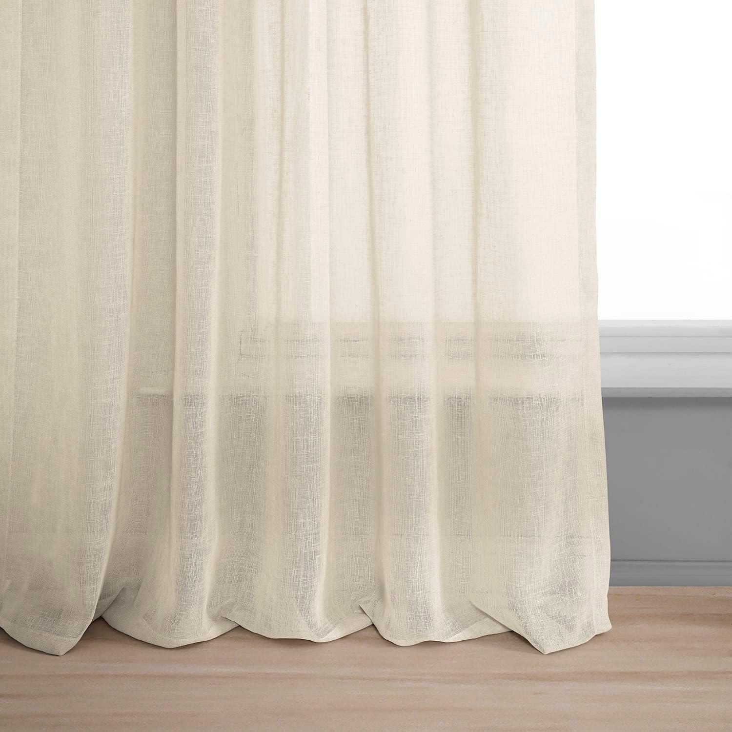 Cotton Seed Solid Faux Linen Sheer Curtain (1 Panel), Cotton Seed, 50W X 108L