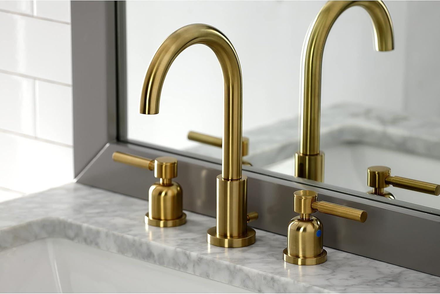 Kingston Brass Concord Two-Handle 3-Hole Deck Mount Widespread Bathroom Faucet with Brass Pop-Up Drain