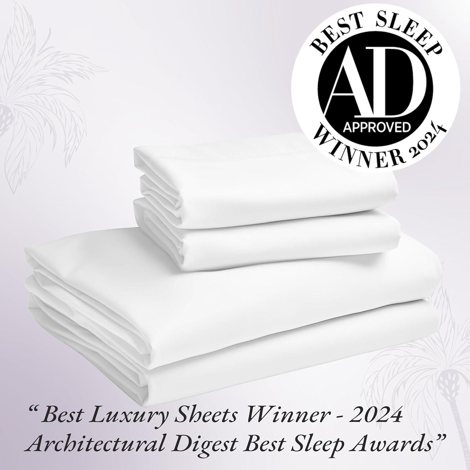 Luxury 1000 Thread Count Bed Sheets Set - 100% Cotton Sateen - Soft, Thick & Deep Pocket by California Design Den