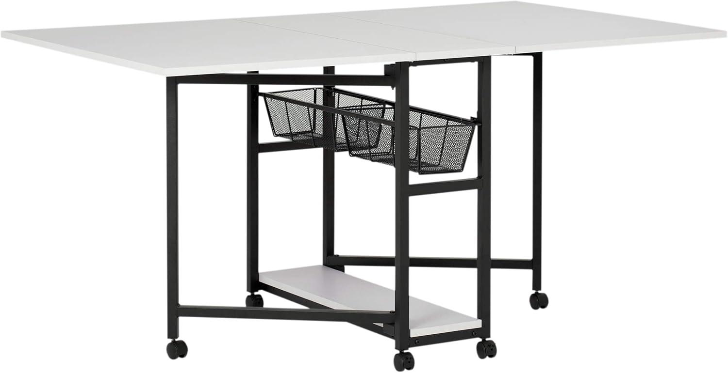 30&#34; Fixed Height Mobile Fabric Cutting Table with Storage Charcoal/White - Sew Ready