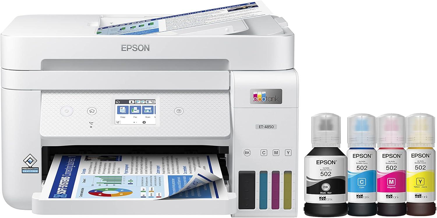 Epson EcoTank ET-4850 All-in-One Cartridge-Free Supertank Printer - White