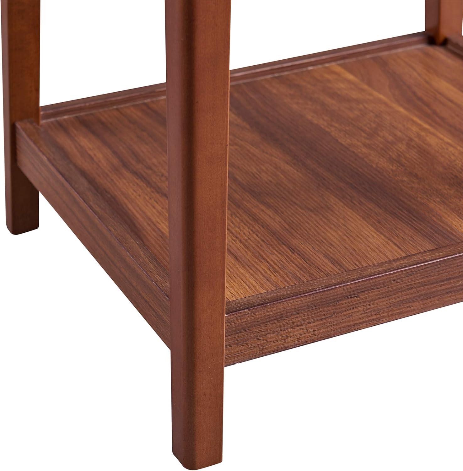 Jhovies End Table - Walnut - Buylateral: Faux Marble Top, Wood Frame, Storage Shelf