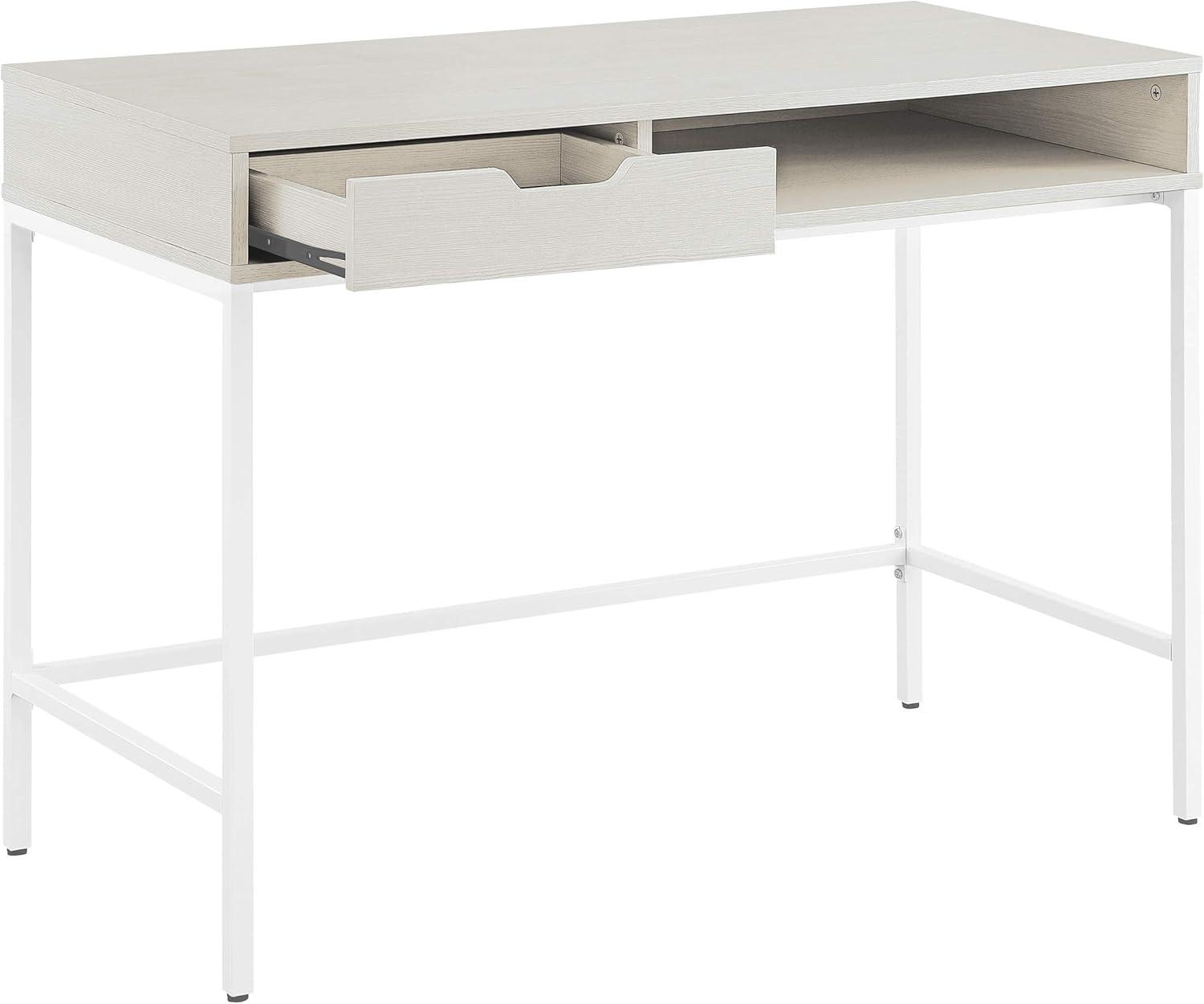 Contempo 40-Inch Desk with Drawer and Shelf in Brown Wood Grain Finish