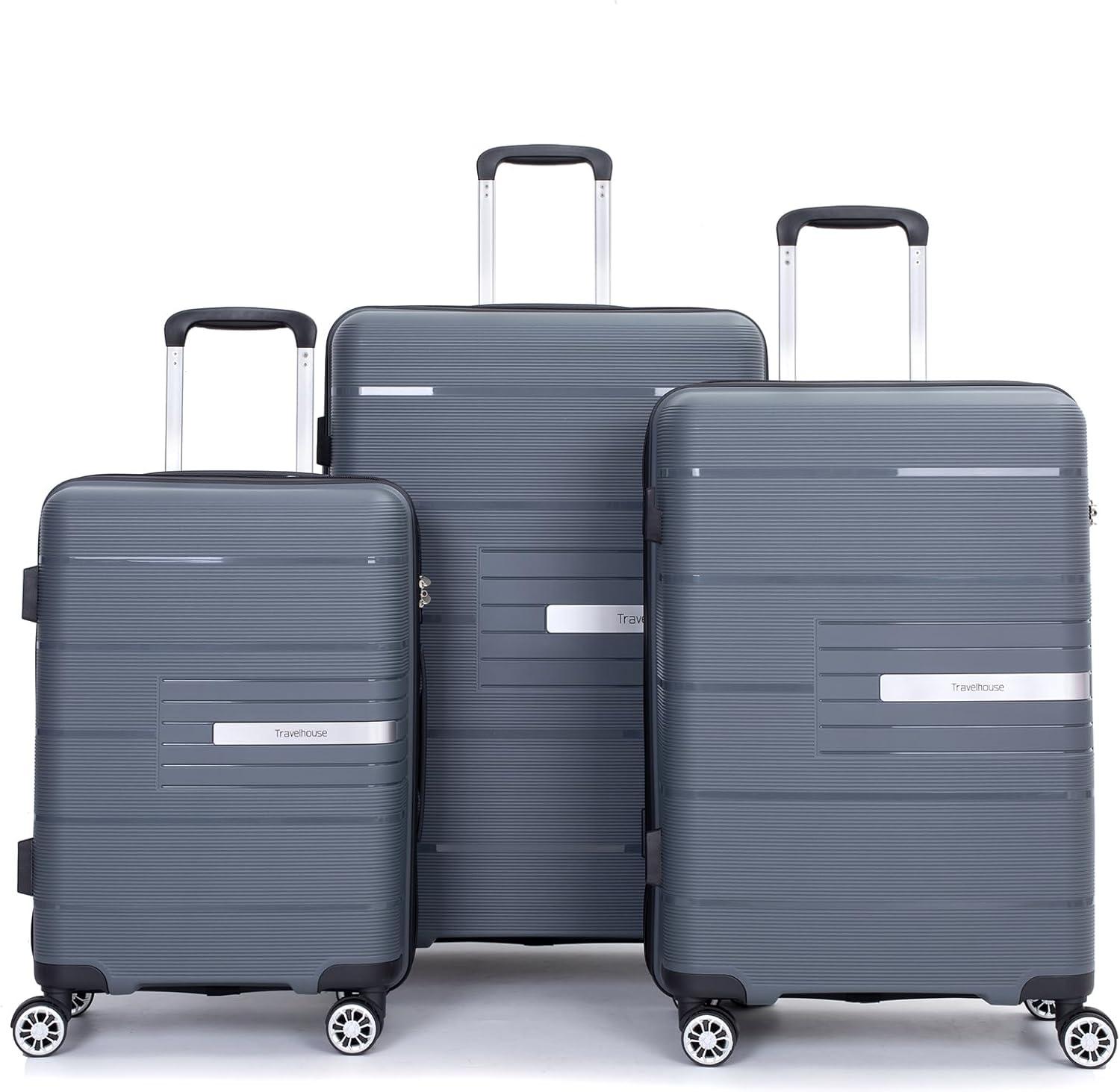 Gray Diamond Pattern 3-Piece Hardshell Spinner Luggage Set