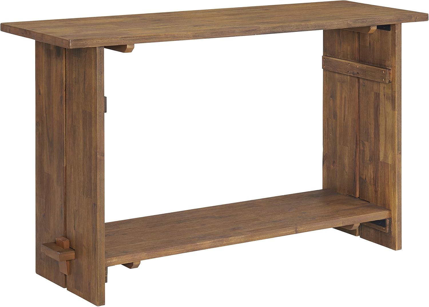 Bethel 52" Wide Industrial Rustic Farmhouse Solid Wood Console with 1 Shelf