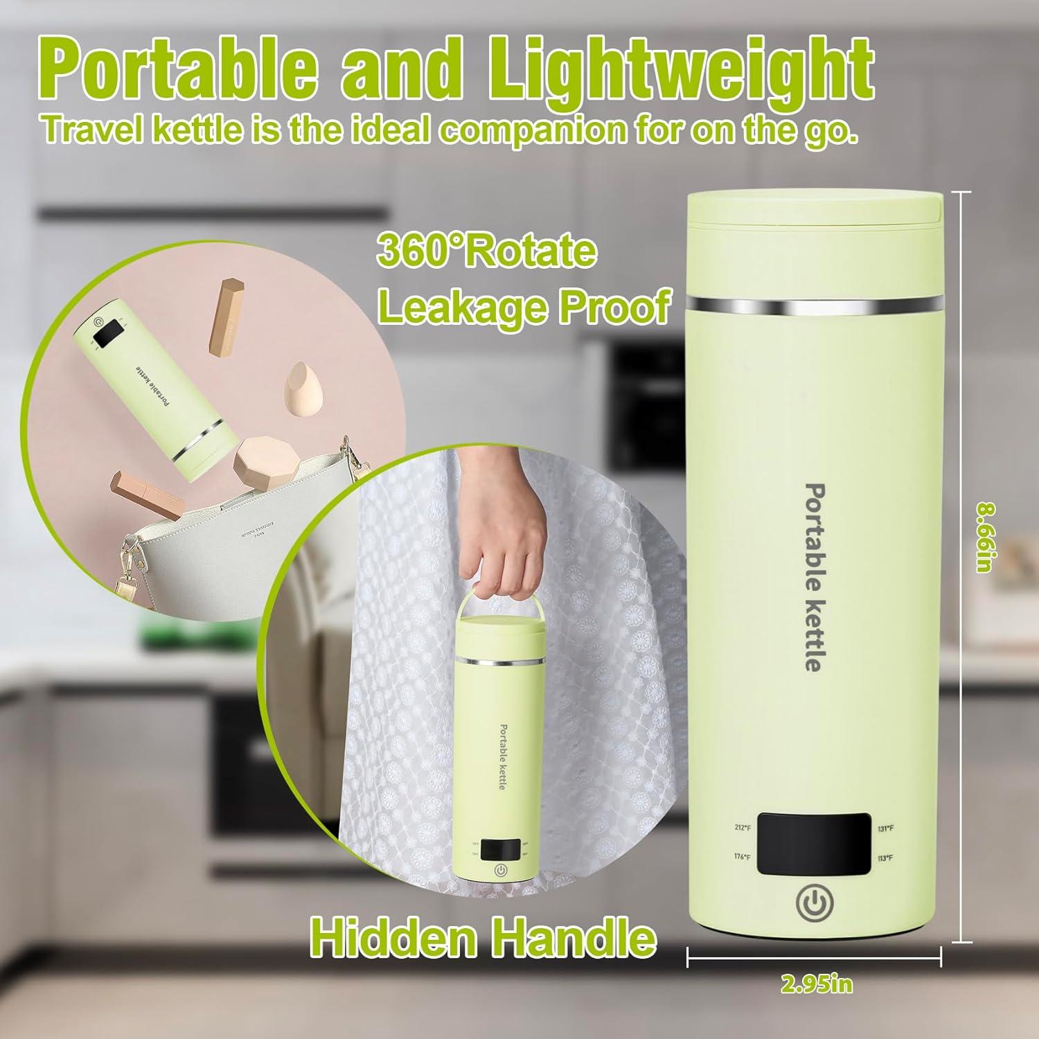 OLHIVA 304 Stainless Steel Travel Electric Kettle Portable Mini Kettle