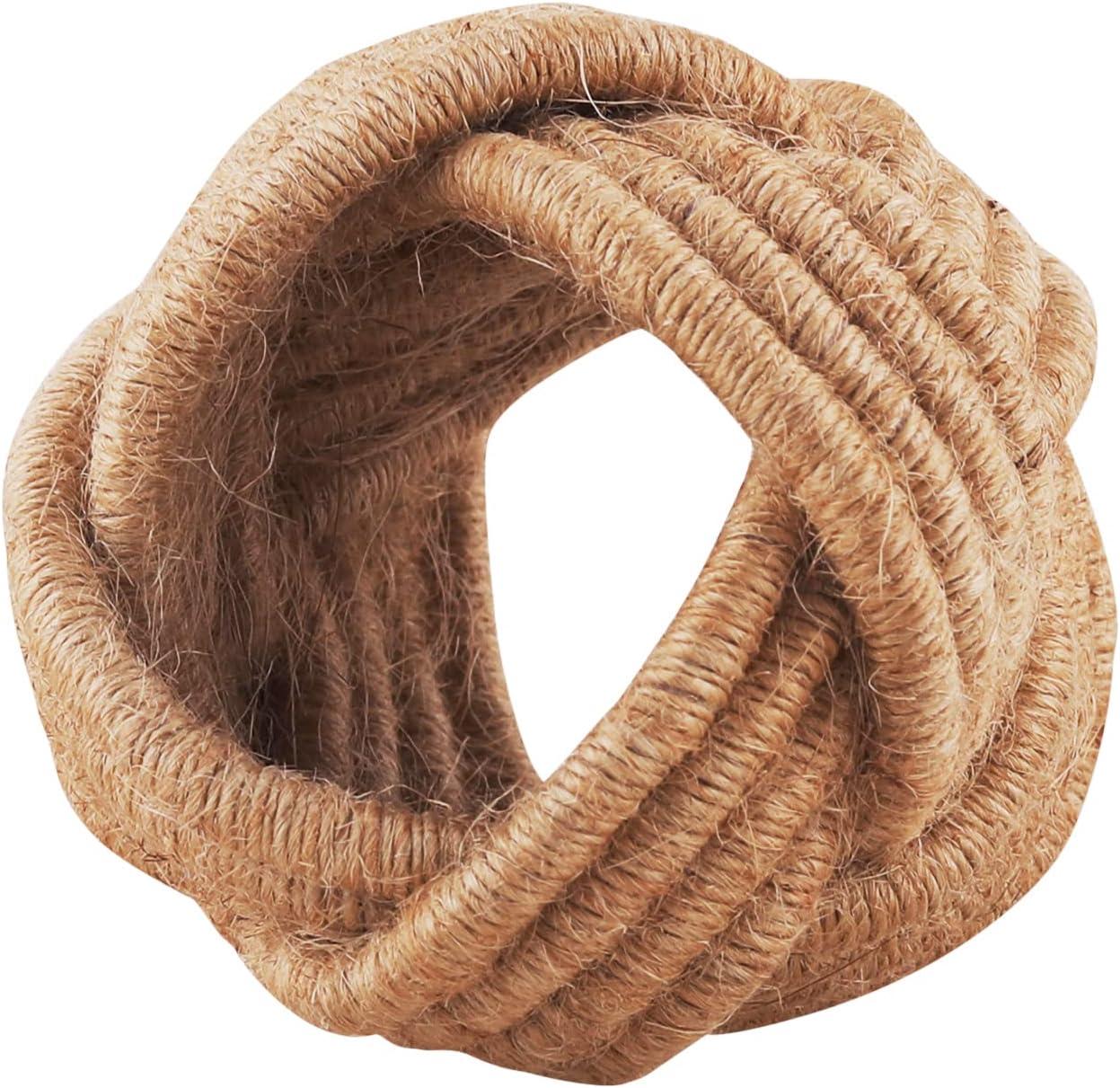 12 Pcs Rattan Napkin Rings - Farmhouse Nautical Napkin Ring Holders - Adornment for Table Settings, Kitchen, Dinner, Party, Wedding, Gifting (Brown) - CLEENTABLE