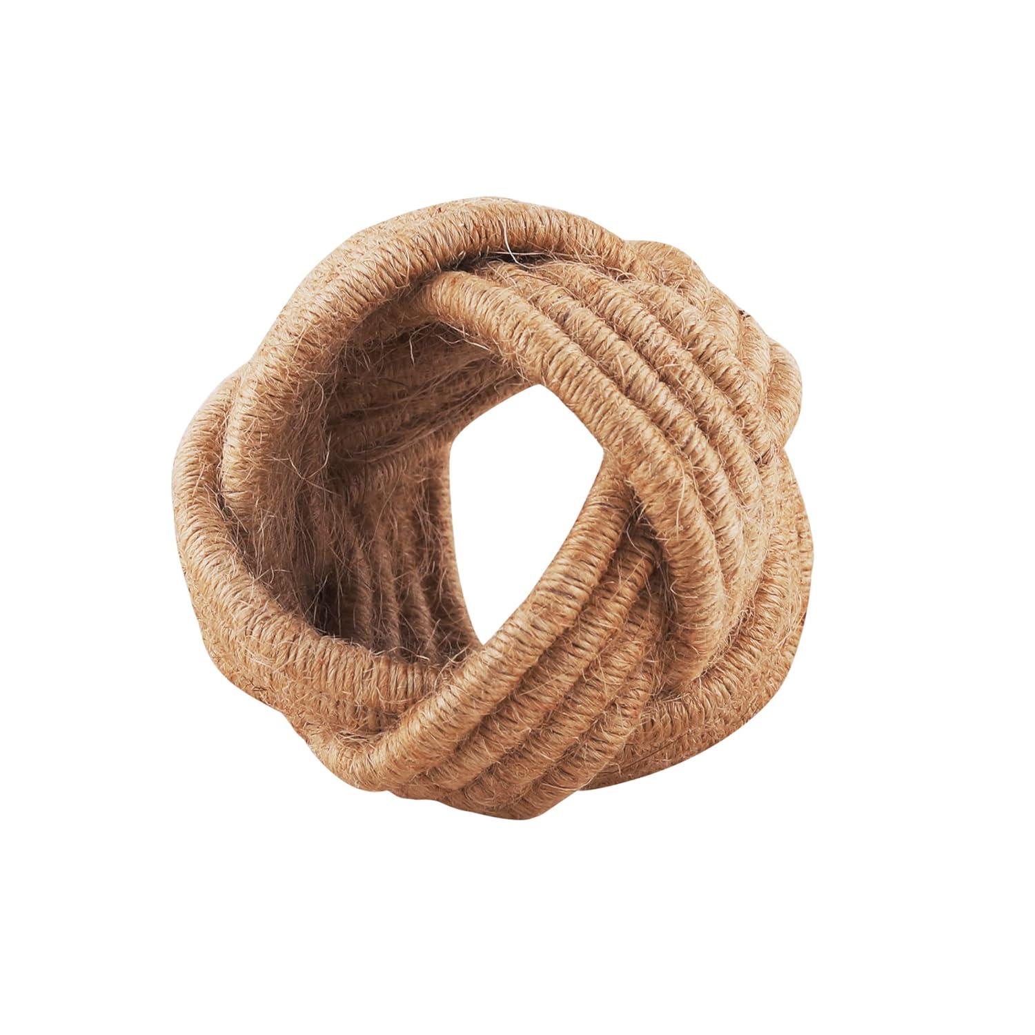 12 Pcs Rattan Napkin Rings - Farmhouse Nautical Napkin Ring Holders - Adornment for Table Settings, Kitchen, Dinner, Party, Wedding, Gifting (Brown) - CLEENTABLE