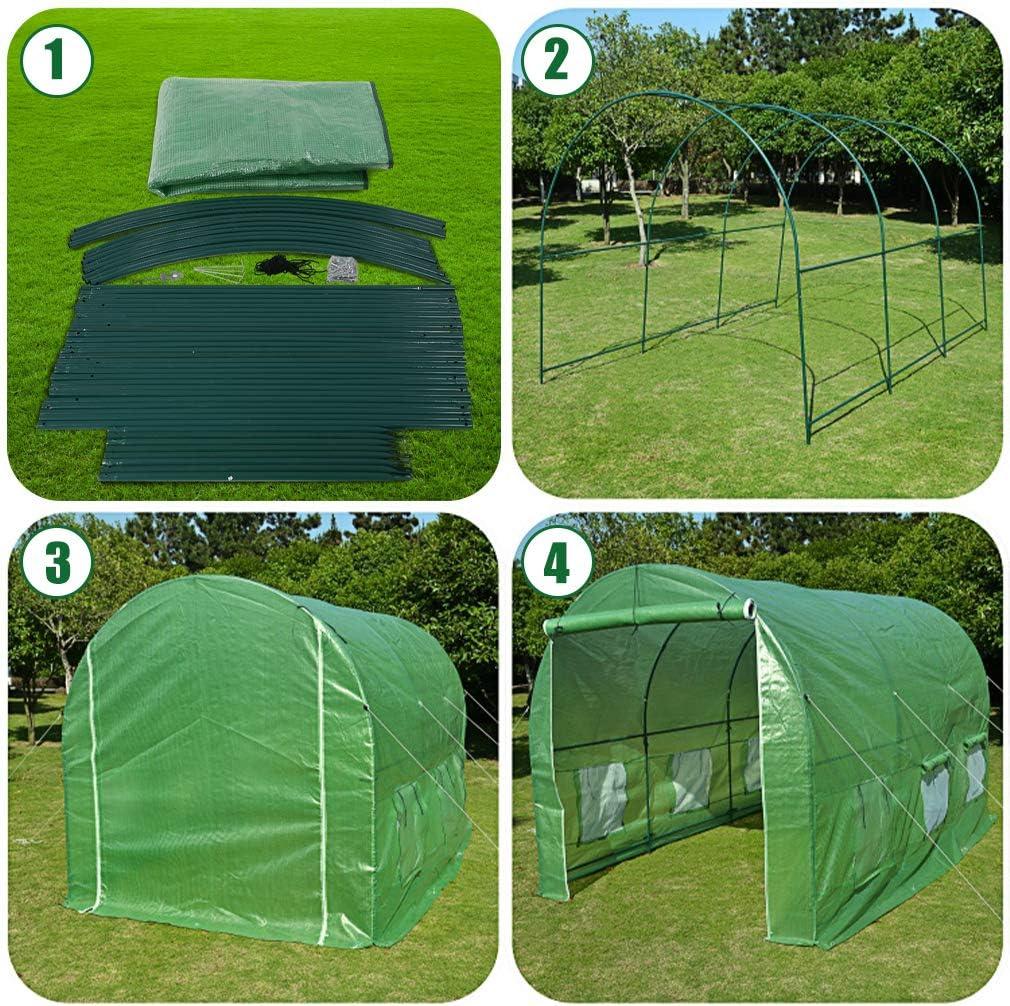 BestMassage - 118" x 77" x 76" - Green - Large Portable Walk-In Greenhouse