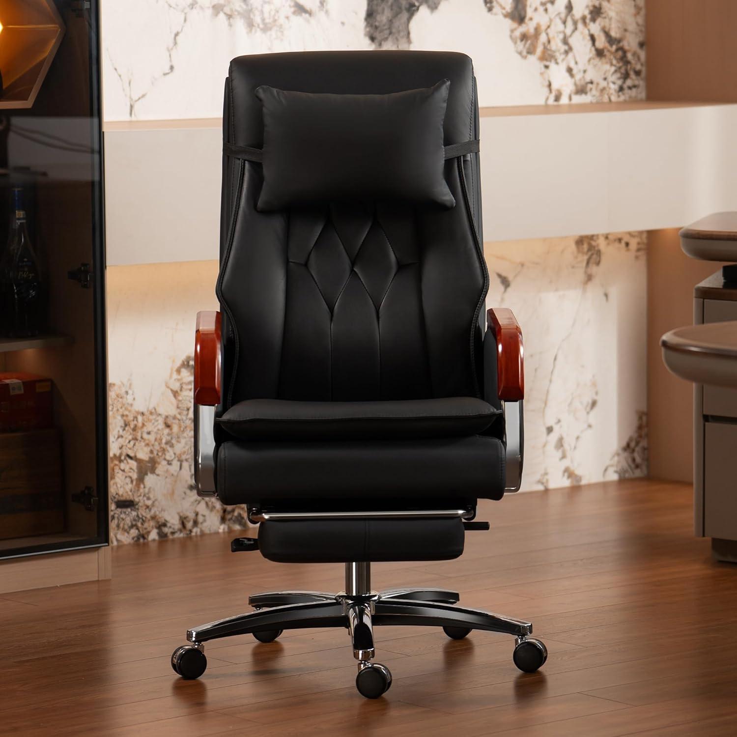 Kinnls Kinnls Cameron Massage Chair Genuine Leather Executive Chair With Headrest