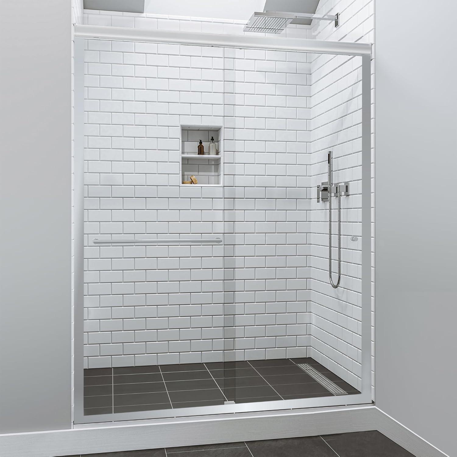 44" - 48" W 70" H Double Sliding Semi-Frameless Shower Door