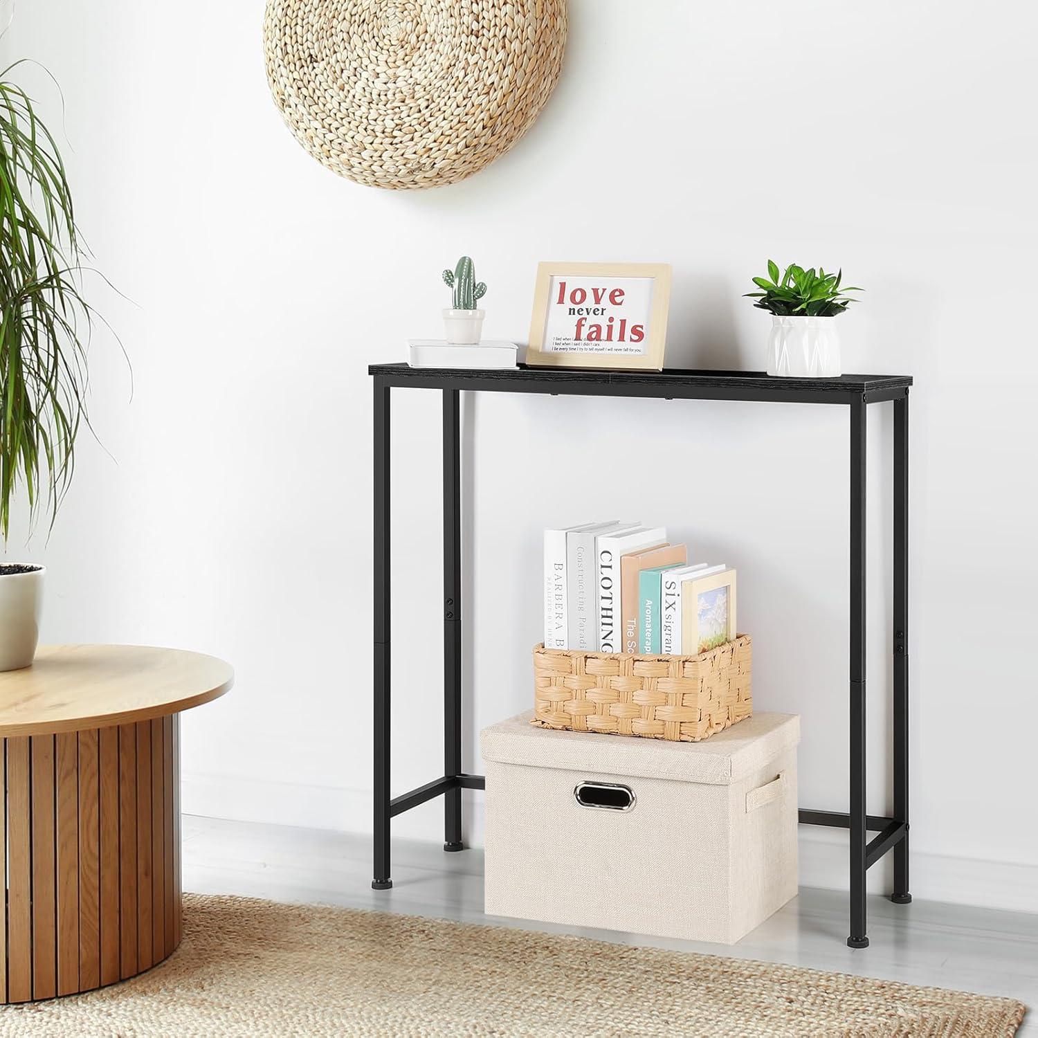 HOOBRO Narrow Console Table 29.5" Entryway Small Sofa Side Display Hallway Bedroom Foyer Black BK75XG01