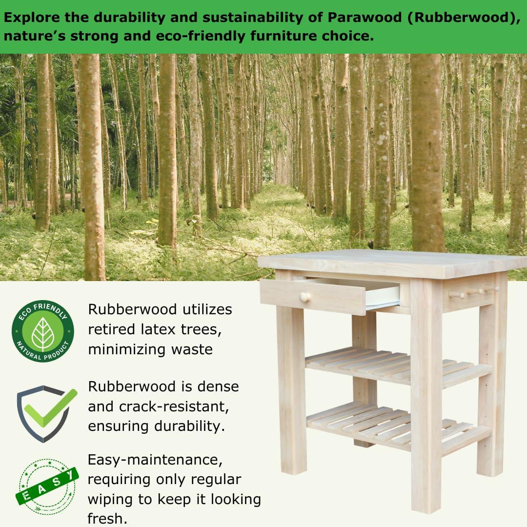 International Concepts Unfinished Butcher Block Kitchen Island