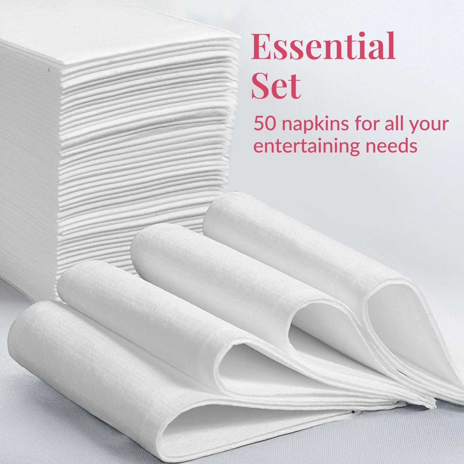 Prestee Feel Disposable Napkins-50 Linen, White