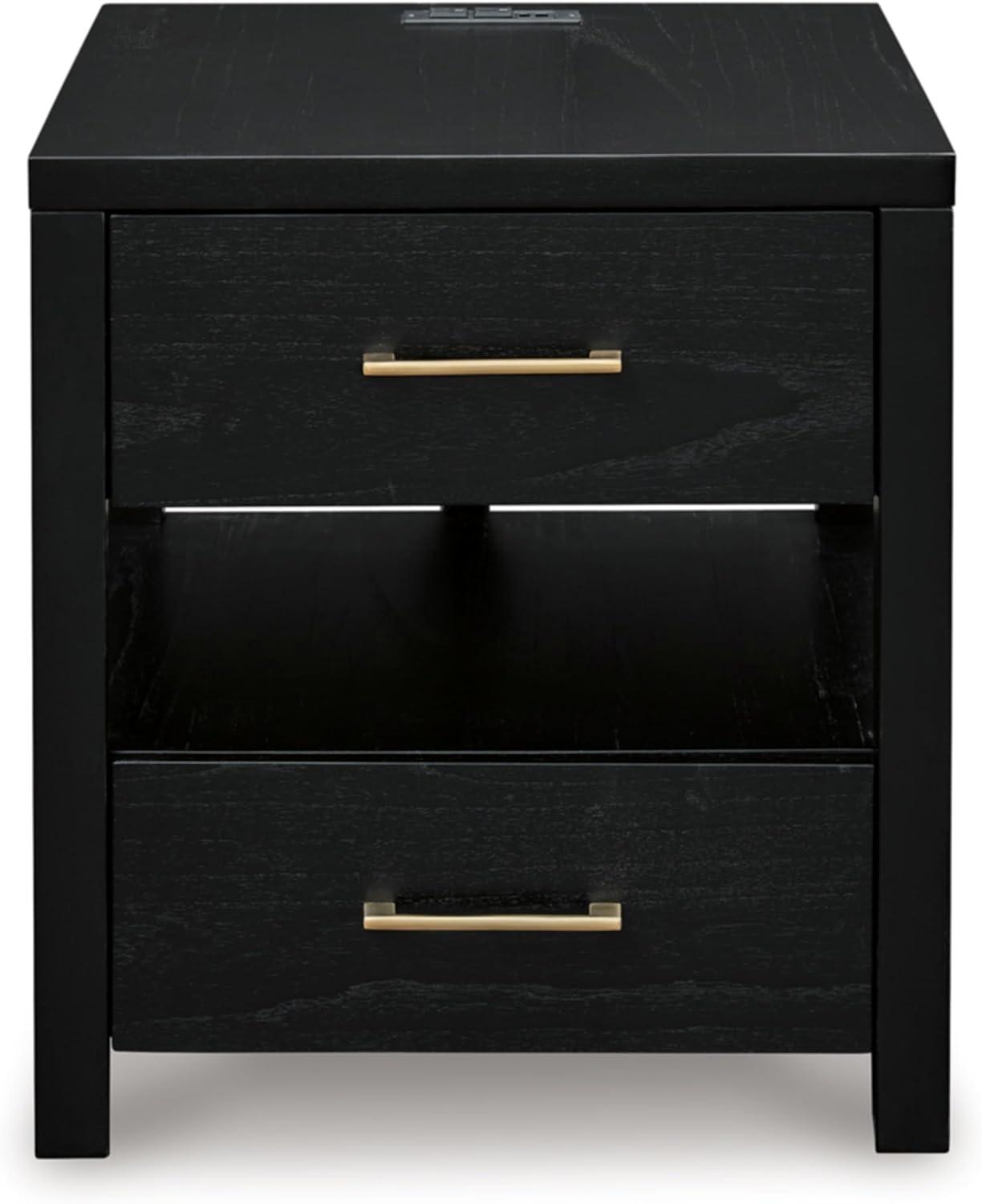 Signature Design by Ashley Winbardi End Table with USB Ports, Black