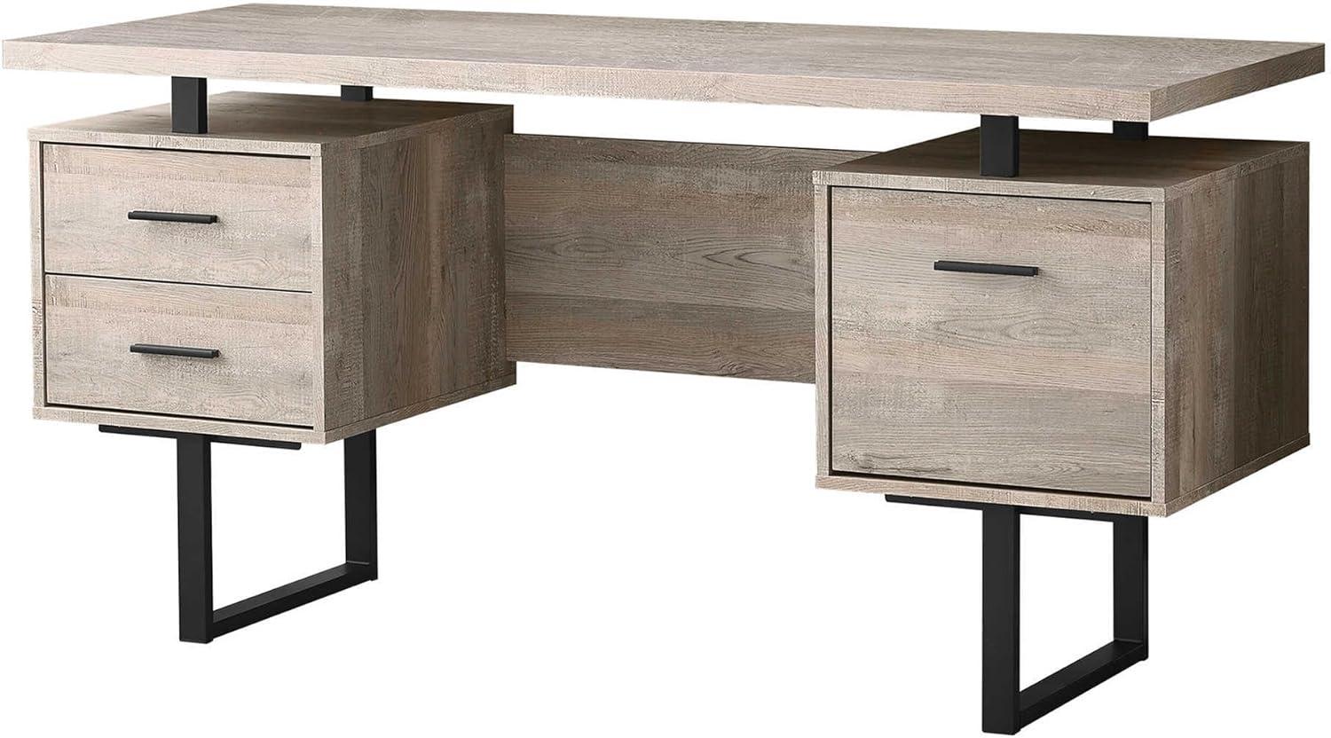 Monarch Specialties Computer Desk, 3 Storage Drawers, Reversible, 60"L Reclaimed Look