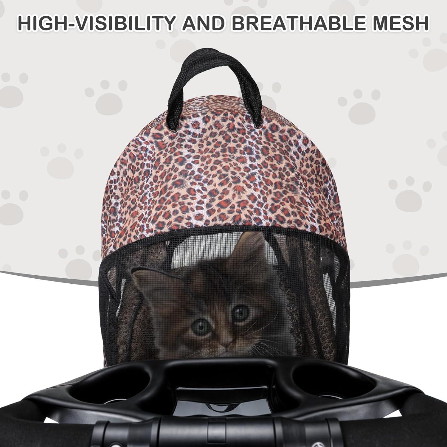 MoNiBloom Folding Pet Stroller, Foldable Dog Jogger Stroller with Detachable Carrier, Basket and Cup Holder