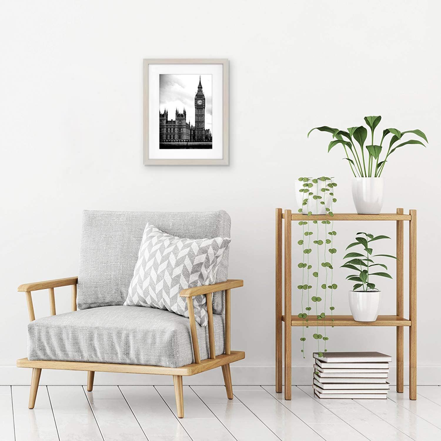 Americanflat 11x14 Picture Frame with Shatter-Resistant Glass - Use as 8x10 Frame with Mat or Display 11x14 Photo Without Mat - Signature Collection - Picture Frames for Wall Display - Light Wood
