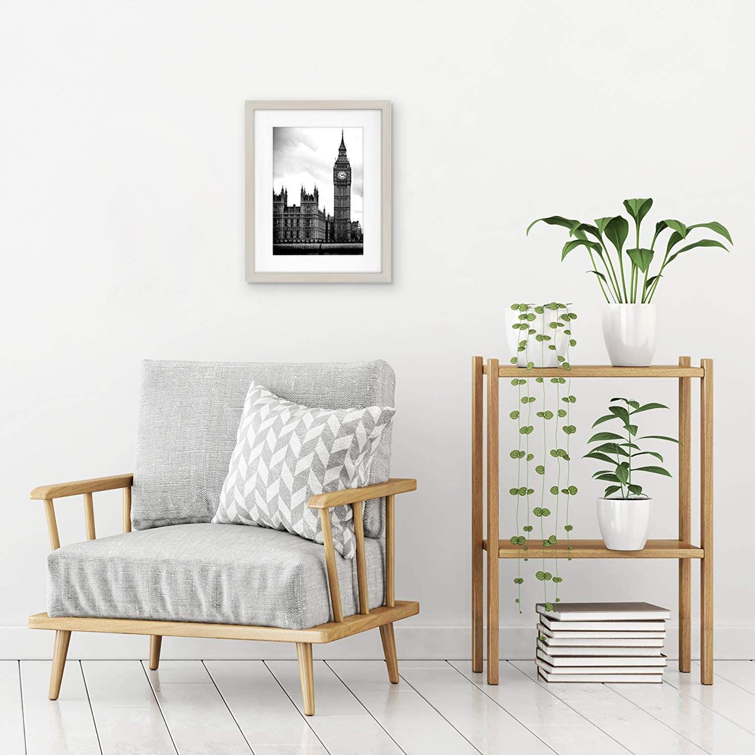 Americanflat 11x14 Picture Frame with Shatter-Resistant Glass - Use as 8x10 Frame with Mat or Display 11x14 Photo Without Mat - Signature Collection - Picture Frames for Wall Display - Light Wood