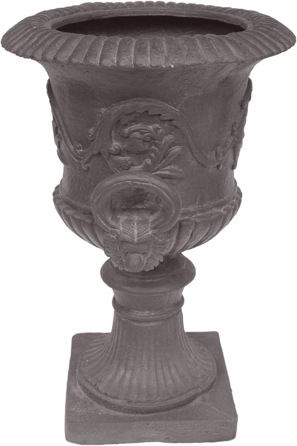 GDF Studio Tunlaw Outdoor Traditional Roman Chalice Stone Garden Urn Planter, Antique Gray