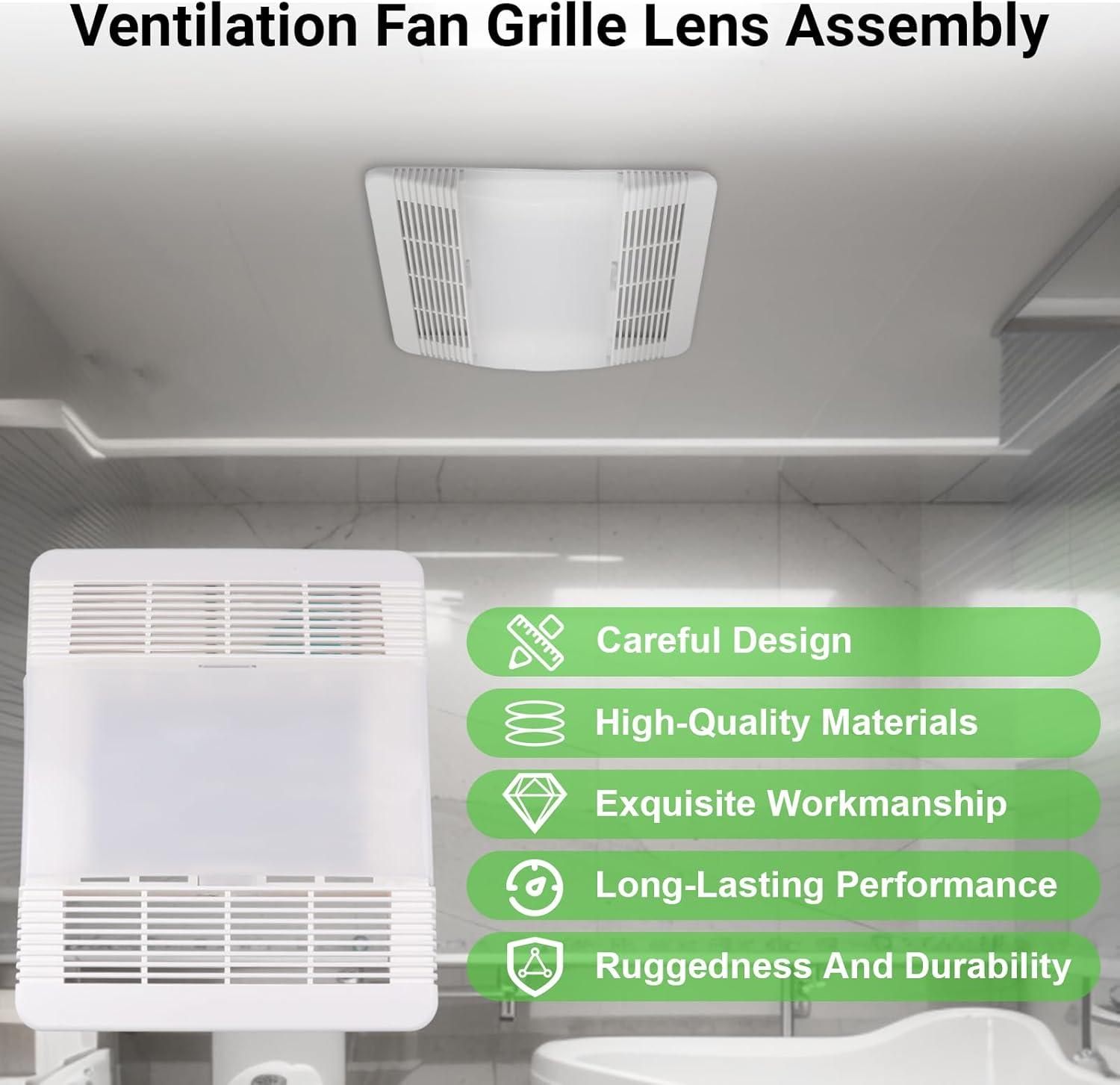 85315000 Bathroom Exhaust Fan Cover Ventilation Fan Grille Lens Assembly Replacement Parts for Br-oan-Nut-one 663, 663N, 663FL, 663L, 663LN, 669L, 669LN, 669FN, 763RL, 763RLN, 770F 769RL