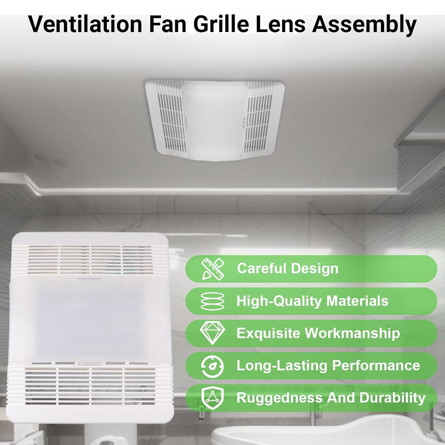 85315000 Bathroom Exhaust Fan Cover Ventilation Fan Grille Lens Assembly Replacement Parts for Br-oan-Nut-one 663, 663N, 663FL, 663L, 663LN, 669L, 669LN, 669FN, 763RL, 763RLN, 770F 769RL