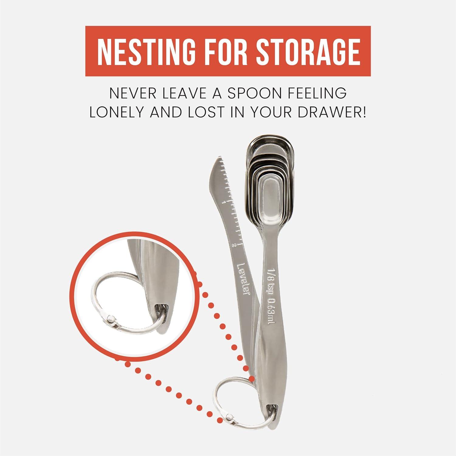 Stainless Steel Metric Measuring Spoon Set with Long Handles