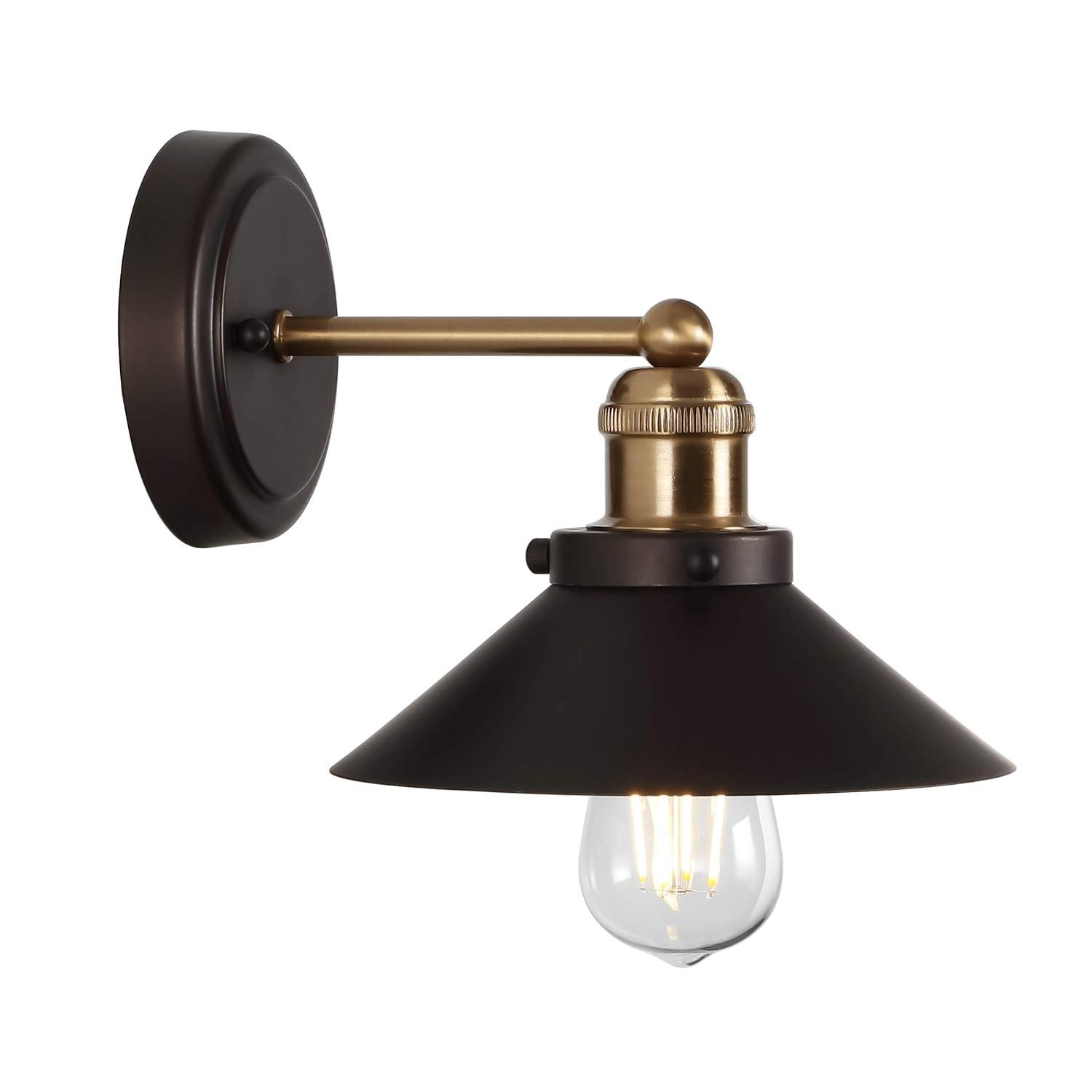 July 7.88" 1-light Metal Shade Sconce, Oil Rubbed Bronze/Brass Gold