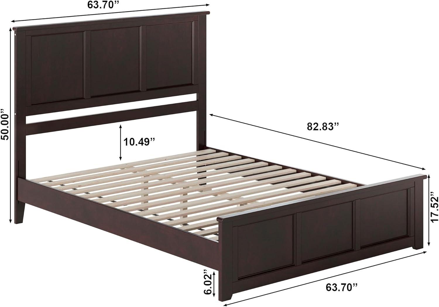 AFI Charlotte Queen Solid Wood Low Profile Platform Bed with Matching Footboard, Espresso