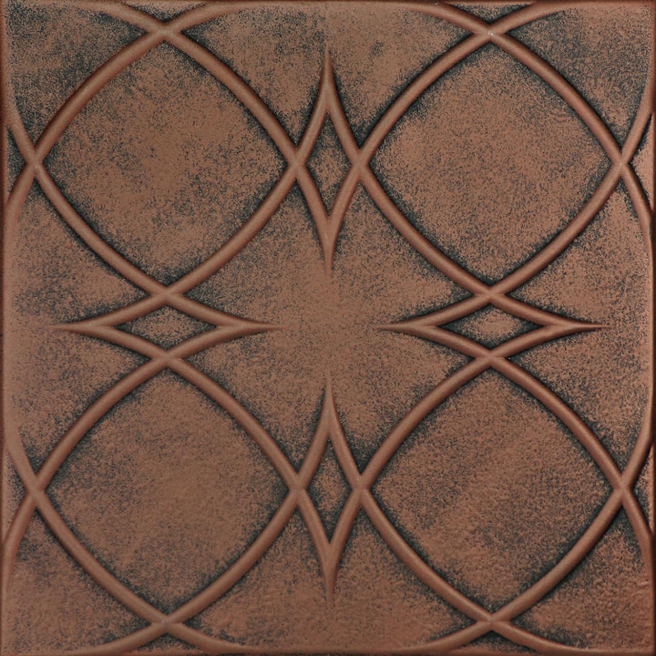 R82 - Circles And Stars Foam Glue-up Ceiling Tile in Antique Copper Orange (129.6 Sq.ft / Pack) - 48 Pieces