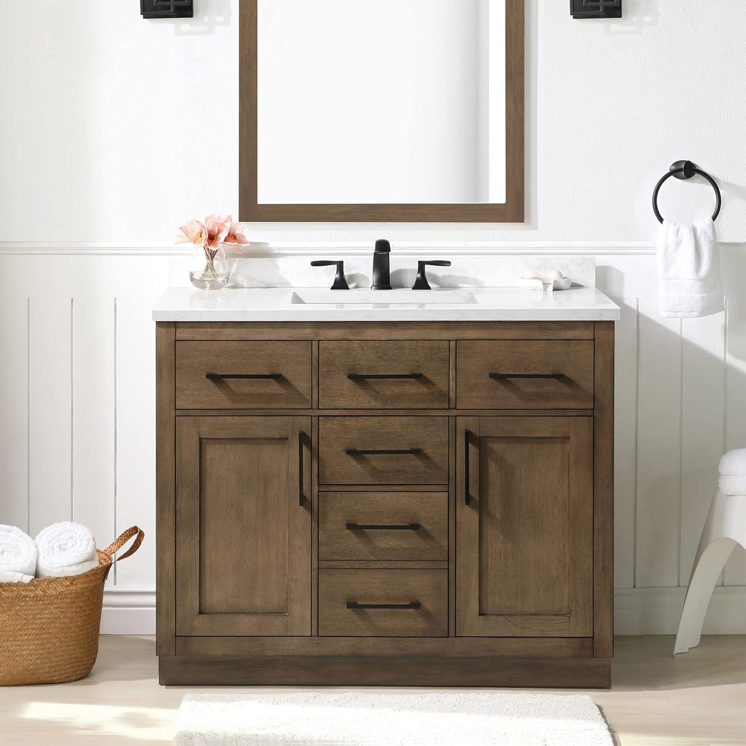 OVE Decors Athea 42 in. W Bath Vanity with Premium Countertop and Power Bar