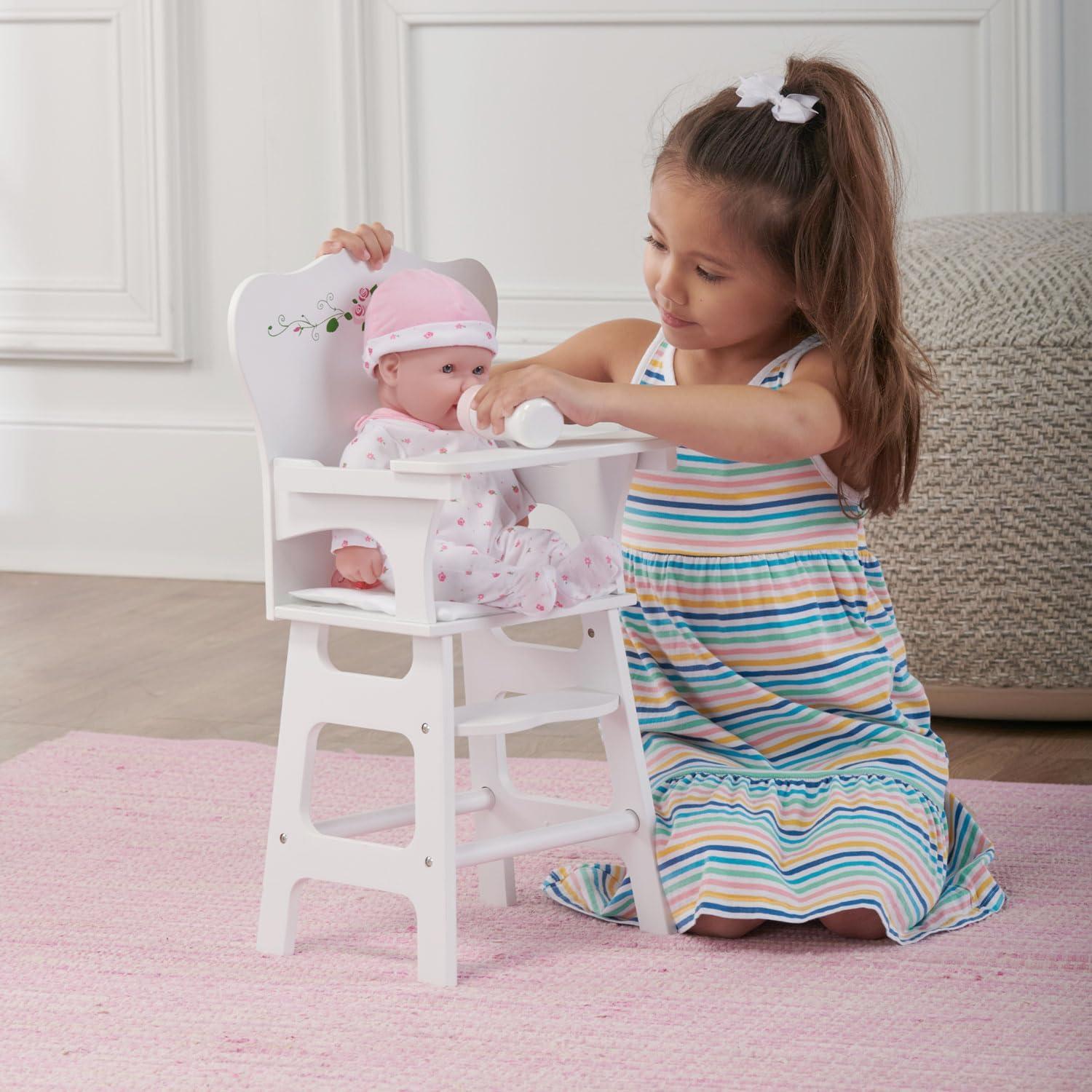 Badger Basket Doll High Chair with Padded Seat - White Rose