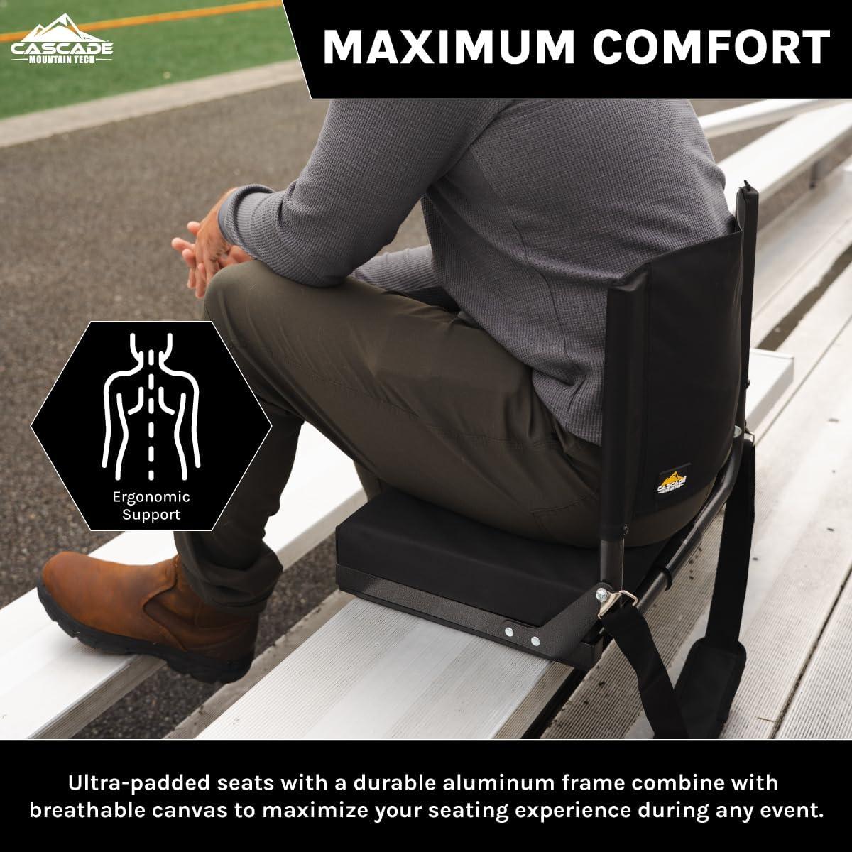Cascade Mountain Tech Ultra-Padded Stadium Seat for Bleachers, Grey