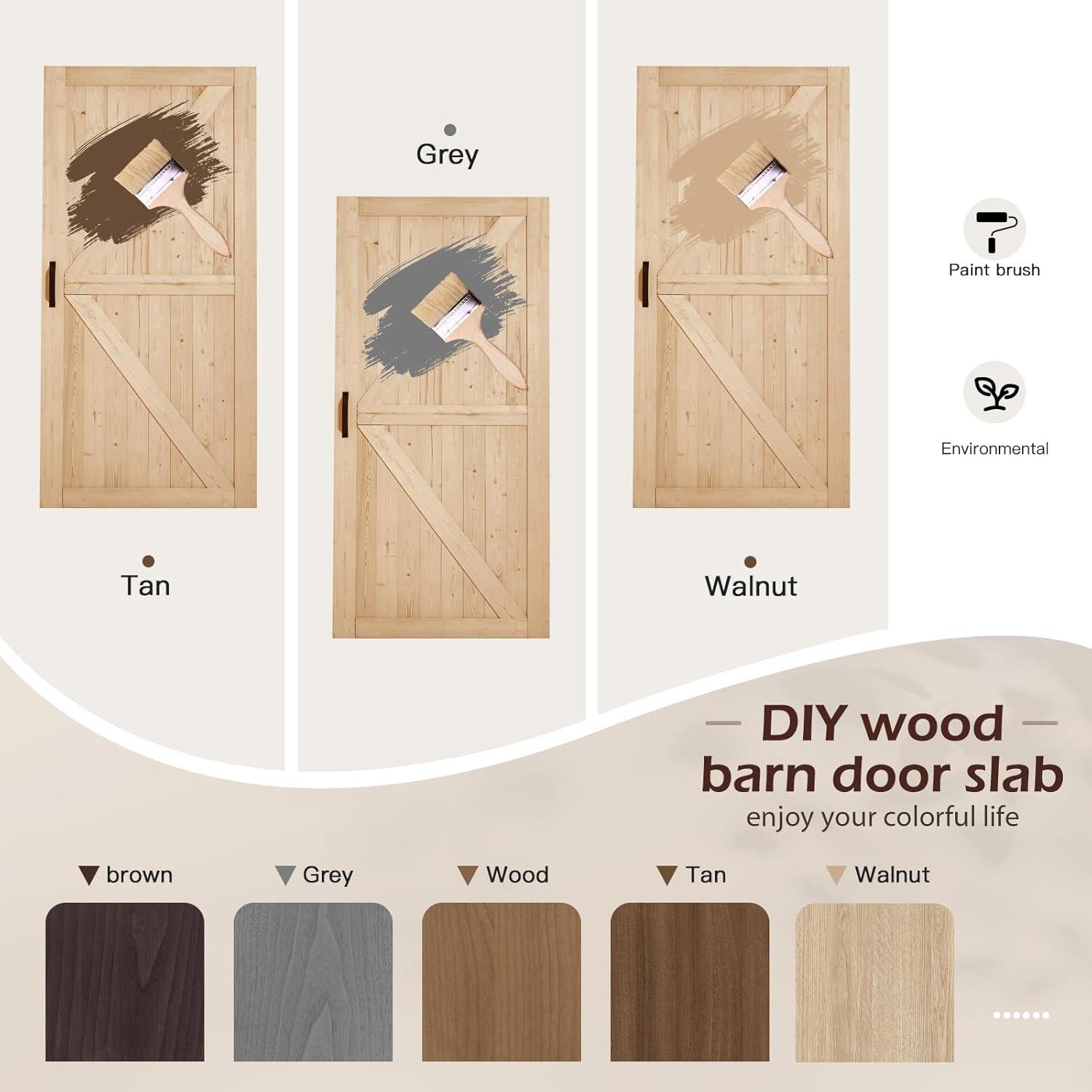 Spruce Sliding Barn Door Apply to Interior Rooms & Storage Closet,42in x 84in