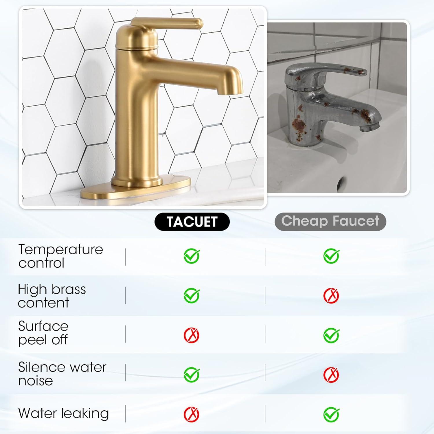 Brushed Gold Single Handle Brass Bathroom Faucet with Pop-up Drain