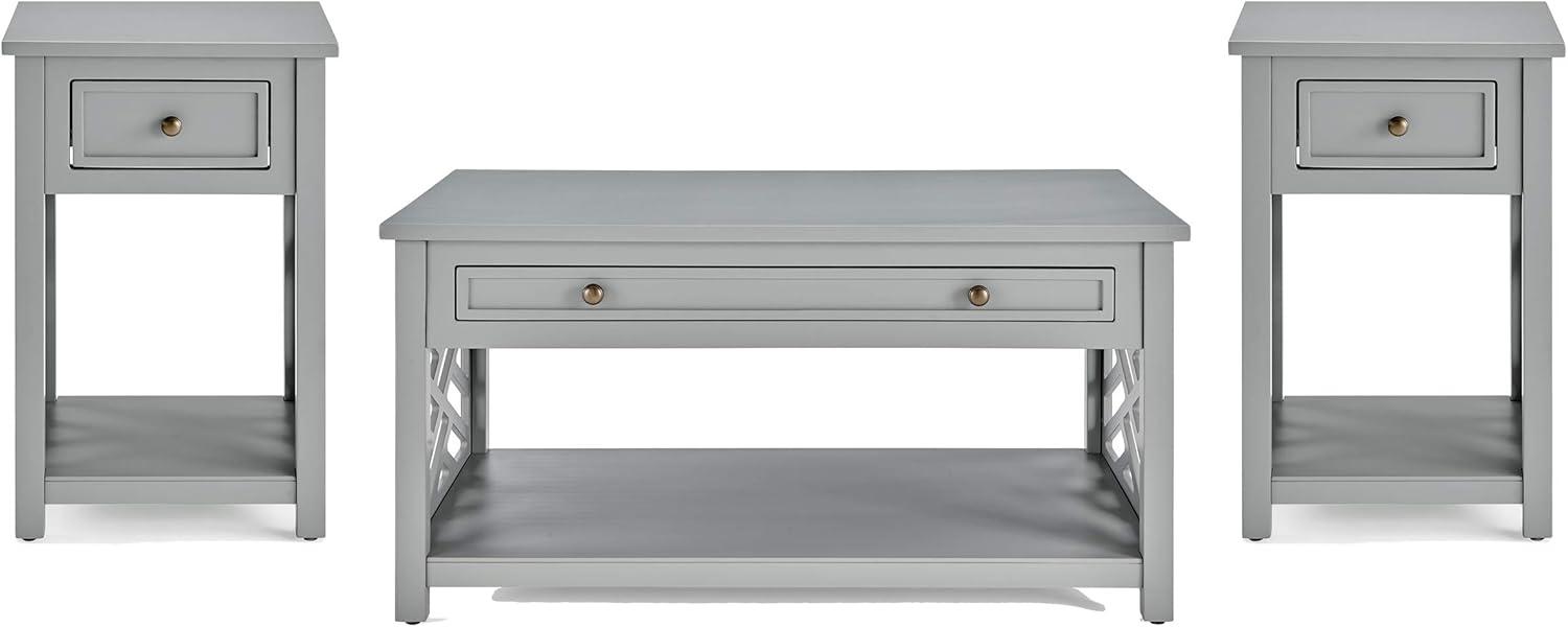 36" Middlebury Coffee Table and 2 End Tables with Drawer Off - White - Alaterre Furniture: Mid-Century Modern, Wood Frame