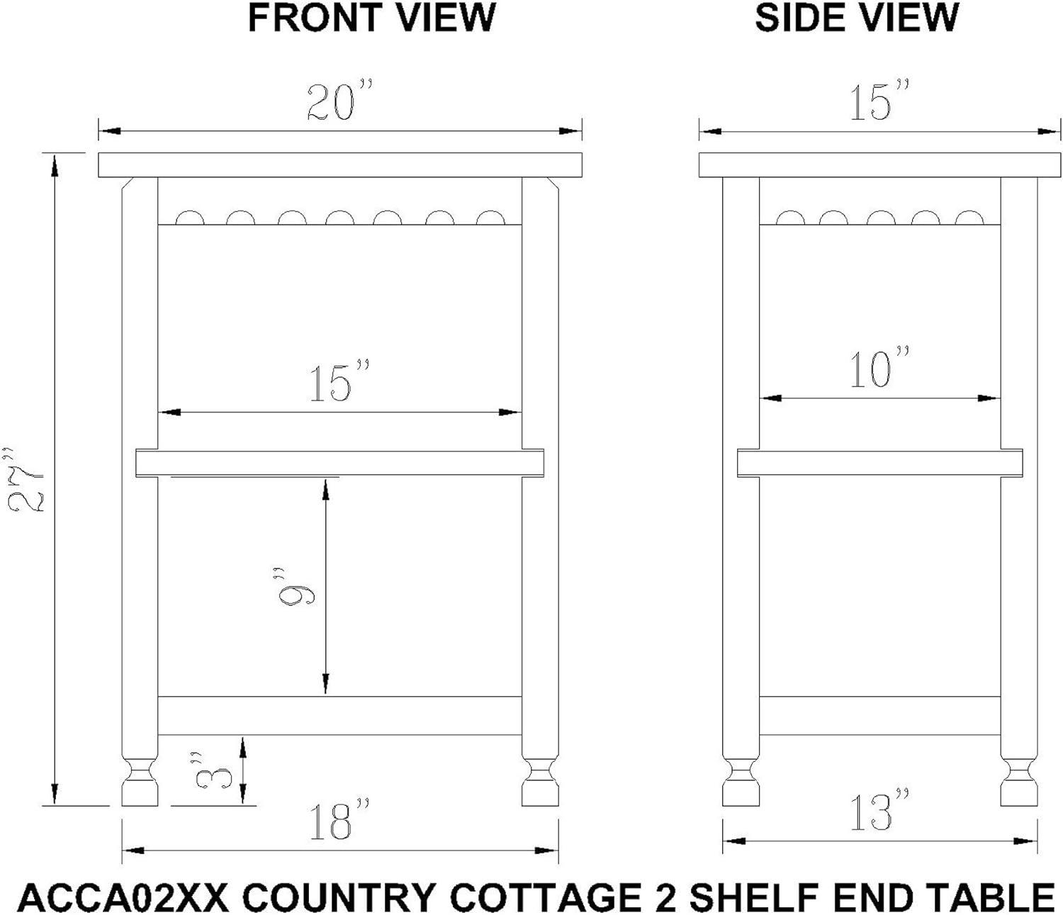 Country Cottage 2 Shelf Wood End Table Antique Finish - Alaterre Furniture