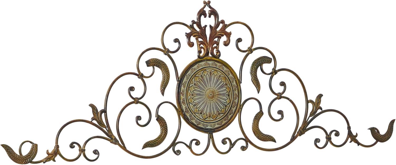 DecMode Gold Metal Scroll Wall Decor with Embossed Details