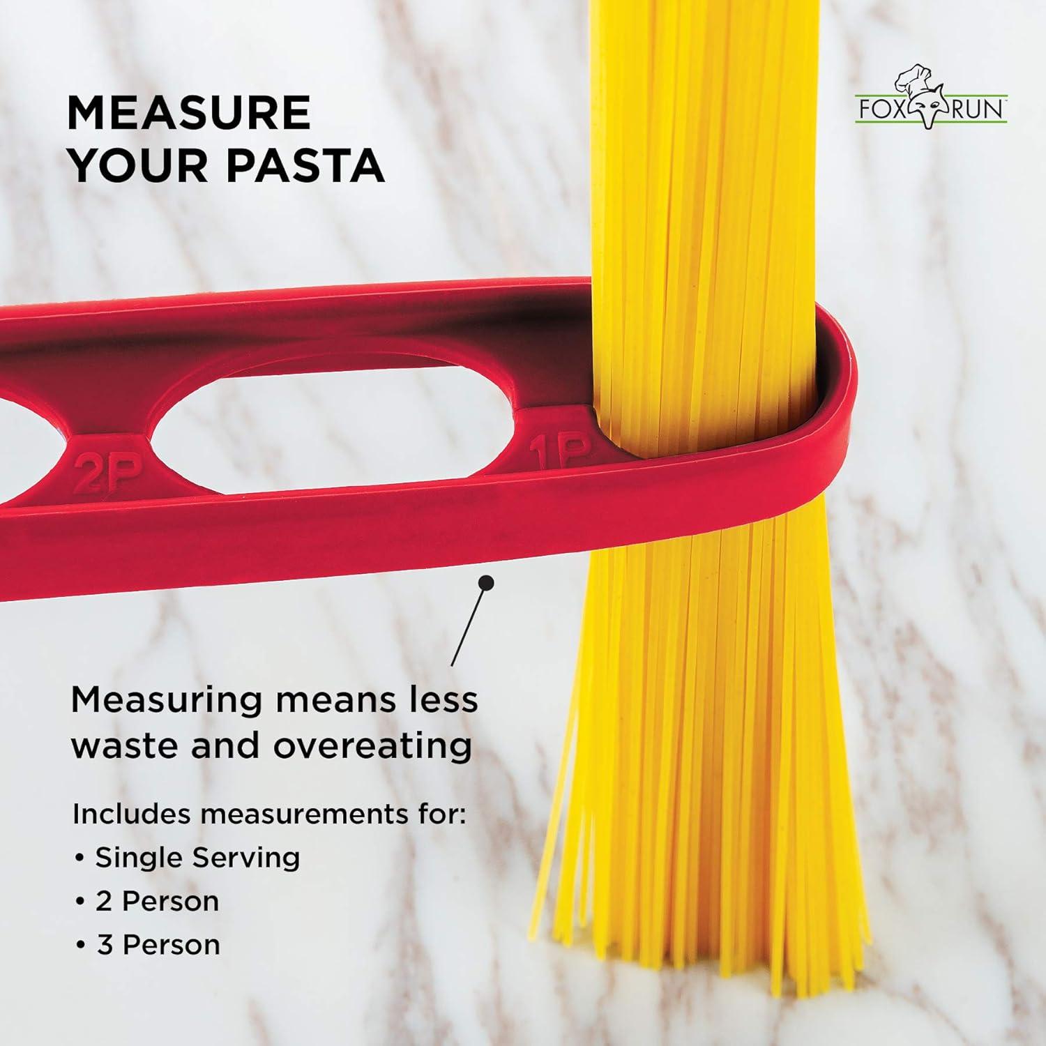 Red Silicone and Stainless Steel Pasta Serving Tongs with Portion Control