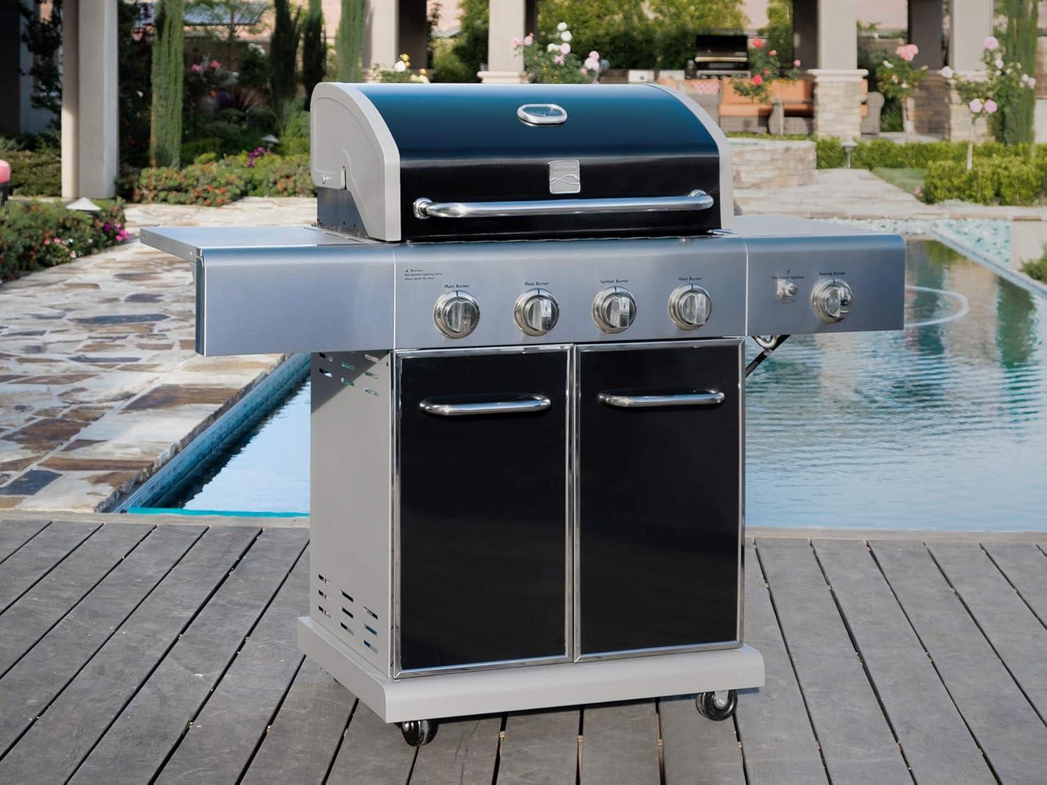 Kenmore Black Stainless Steel 4-Burner Propane Gas Grill with Side Burner