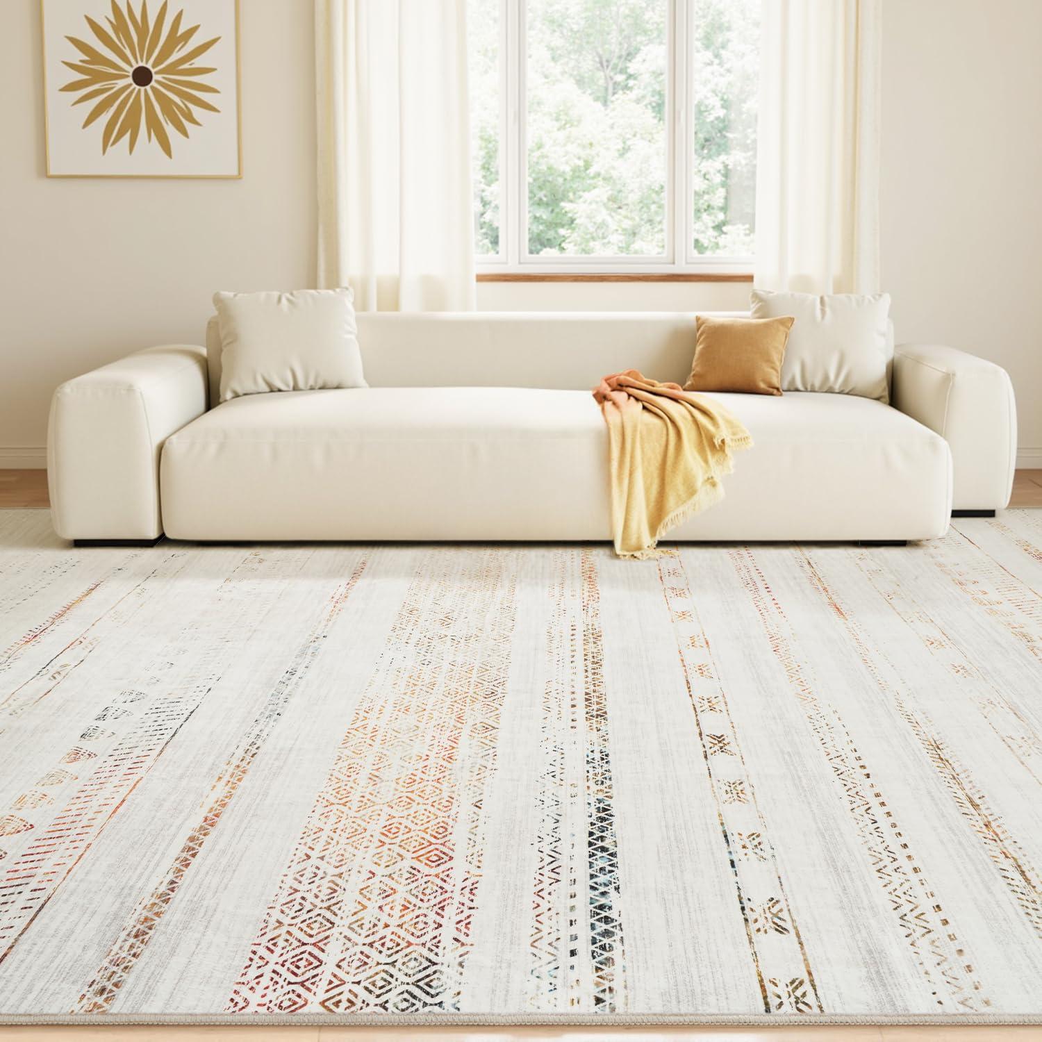 Loon Peak® 5x7 Area Rugs for Living Room Machine Washable Rug Distressed Indoor Carpet Neutral Moroccan Boho Rug Ultra Soft Area Rug for Bedroom Dining Room Playroom Office, Grey