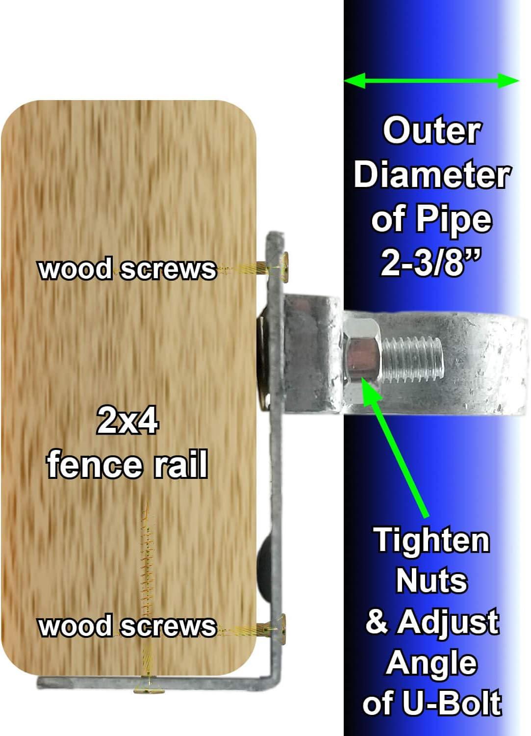 Jake Sales 2-3/8" Wood Fence to Round Steel Post Panel Attachment Adapter Bracket: Galvanized Steel, Adjustable Clamp, Resists Rusting