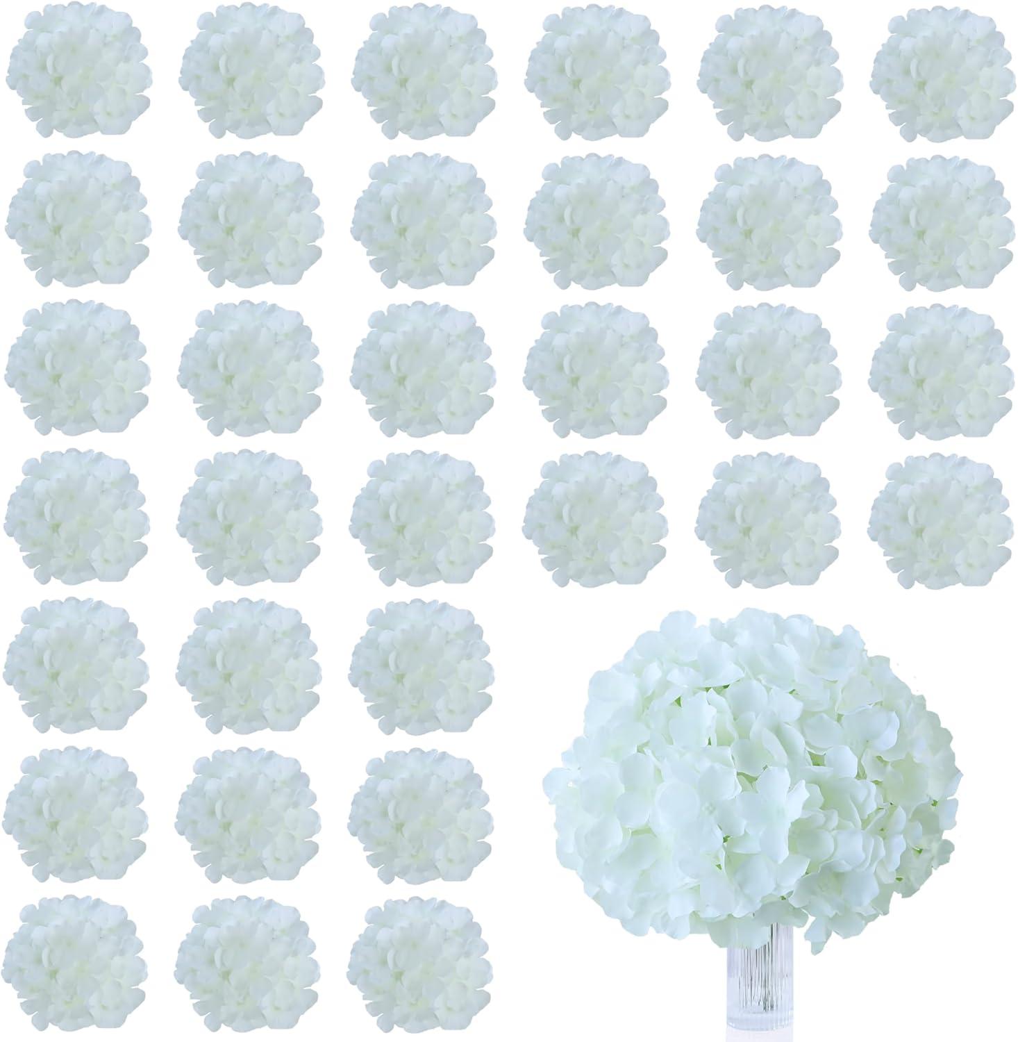 TITOUMI Hydrangea Silk Flowers Heads Blush Pack of 10 Full Hydrangea Flowers Artificial with Stems for Wedding Home Party Shop Baby Shower Décor