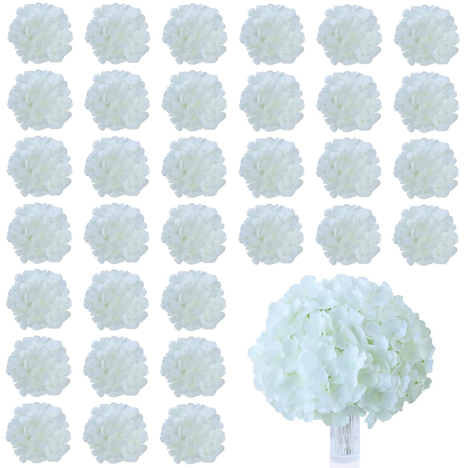 TITOUMI Hydrangea Silk Flowers Heads Blush Pack of 10 Full Hydrangea Flowers Artificial with Stems for Wedding Home Party Shop Baby Shower Décor