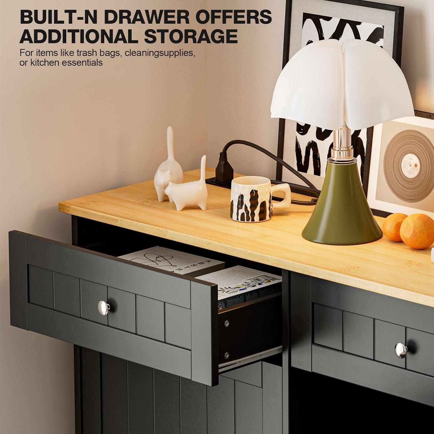 Betterhood Havant Double Tilt Out Trash Cabinet 20 Gallons Wooden Free Standing(Not include trash can)