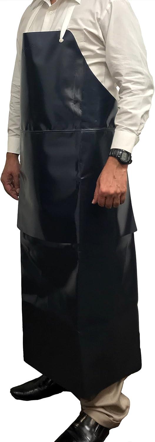 Kleen Chef, Premium PVC Leather Apron, Double Layer Apron, Black (Pack-1)