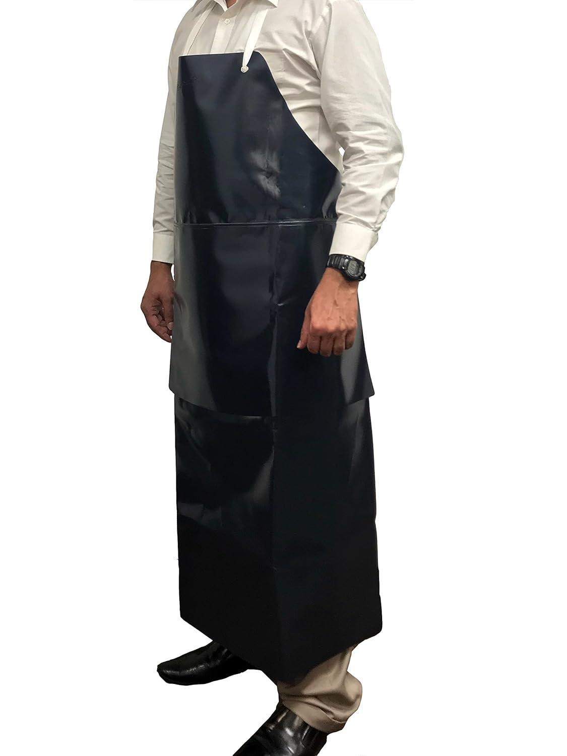 Kleen Chef, Premium PVC Leather Apron, Double Layer Apron, Black (Pack-1)