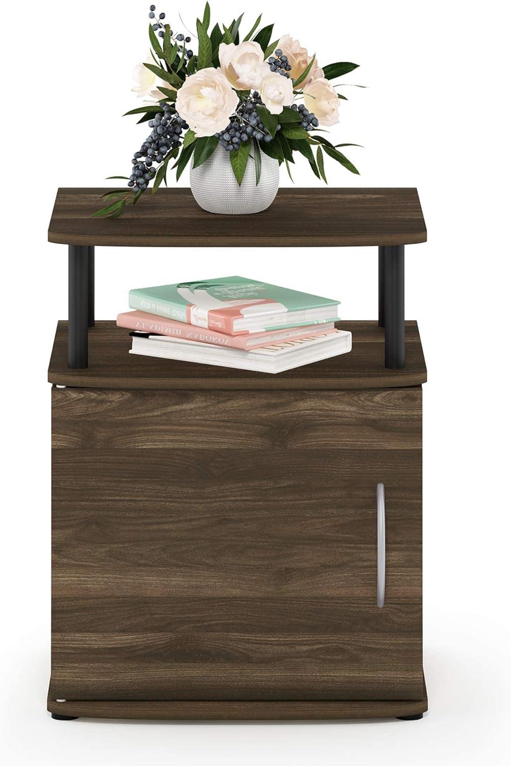 Furinno JAYA Utility Design End Table, Columbia Walnut/Black